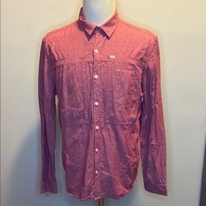Cult of Individuality "Hank Work Shirt" Button Down Shirt in Red Cotton (XL)